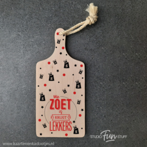 Borrelplank 16x35 cm wie zoet is krijgt lekkers Sinterklaas