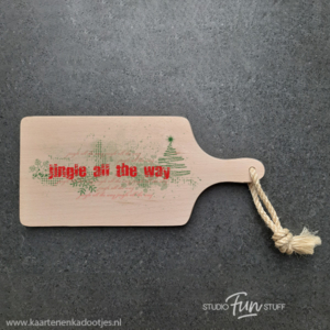 Borrelplank 35x16 cm jingle all the way groen/rood
