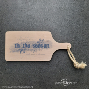 Borrelplank 35x16 cm tis the season blauw