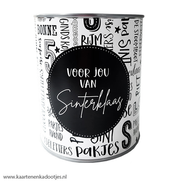 Kadoblik 750 ml voor jou van Sinterklaas handlettering