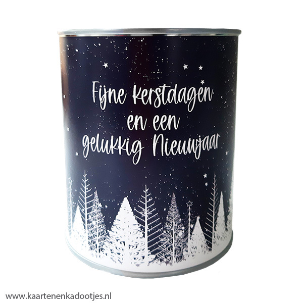 Kadoblik 750 ml fijne kerstdagen en een gelukkig Nieuwjaar winters landschap