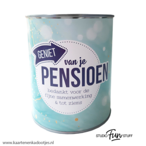 Kadoblik 750 ml geniet van je pensioen bedankt voor de fijne samenwerking
