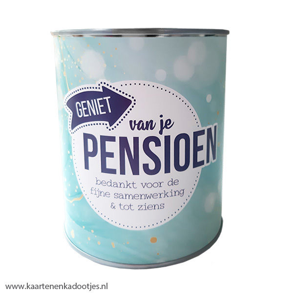 Kadoblik 750 ml geniet van je pensioen bedankt voor de fijne samenwerking