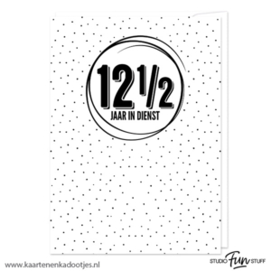 Kaart 12½ jaar in dienst stipjes wit/zwart