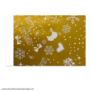 Kadozakje large 17x25 cm merry Christmas goud/wit