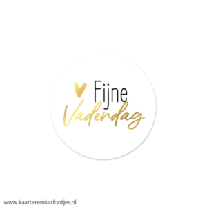 6 Stickers rond 40 mm fijne vaderdag wit/goudfolie