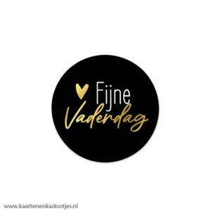 6 Stickers rond 40 mm fijne vaderdag zwart/goudfolie