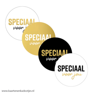 4 Stickers rond 40 mm speciaal voor jou goudfolie assorti
