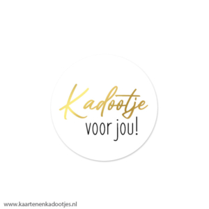 6 Stickers rond 40 mm kadootje voor jou wit/goudfolie