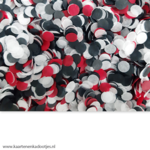 Confetti 1 gram rond 10 mm mix rood/zwart/wit