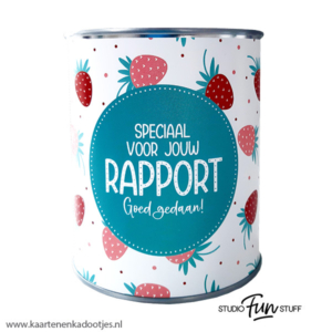 Kadoblik 750 ml speciaal voor jouw rapport aardbeien