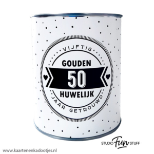 Kadoblik 750 ml 50 jaar getrouwd gouden huwelijk