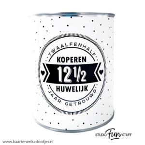 Kadoblik 750 ml 12½ jaar getrouwd koperen huwelijk
