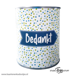 Kadoblik 750 ml bedankt dots