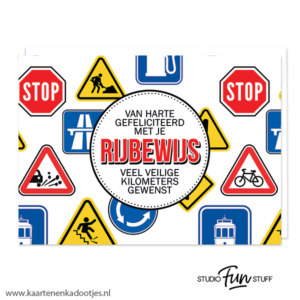 Kaart van harte gefeliciteerd met je rijbewijs verkeersborden