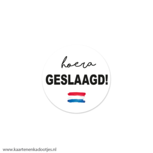 7 Stickers rond 35 mm hoera geslaagd Nederlandse vlag