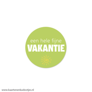 7 Stickers rond 35 mm een hele fijne vakantie zon limegroen/wit/geel