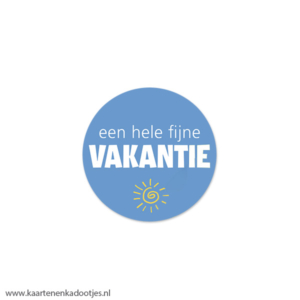 7 Stickers rond 35 mm een hele fijne vakantie zon hemelsblauw/wit/geel
