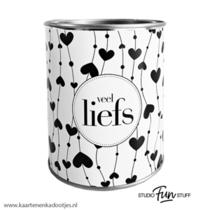 Kadoblik 750 ml veel liefs hartjesslingers