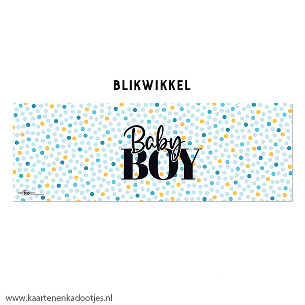 Kadoblik 750 ml baby boy dots blauw/oranje - Afbeelding 2