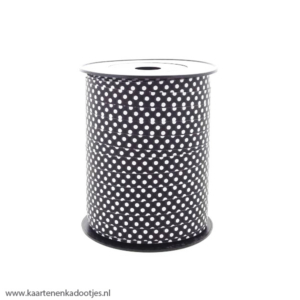 Krullint 10 mm dots zwart/wit 3 meter