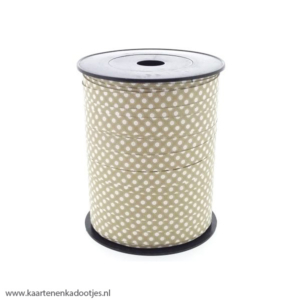 Krullint 10 mm dots taupe/wit 3 meter