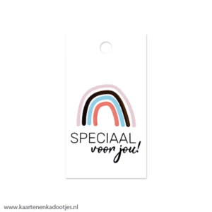 Kadolabel rechthoek 40x70 mm speciaal voor jou regenboog goudfolie