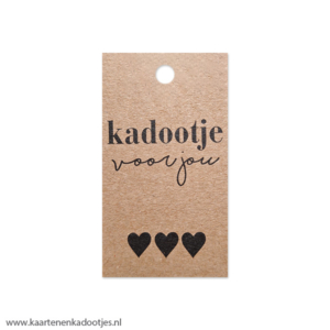 Kadolabel rechthoek 40x70 mm kadootje voor jou hartjes kraft/zwart