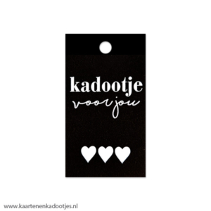 Kadolabel rechthoek 40x70 mm kadootje voor jou hartjes zwart/wit