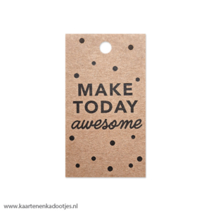 Kadolabel rechthoek 40x70 mm make today awesome dots kraft/zwart