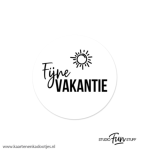 6 Stickers rond 45 mm fijne vakantie zon wit/zwart