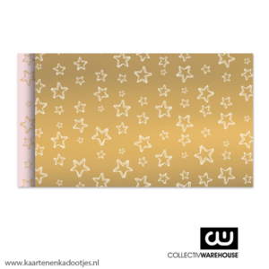 Kadozakje medium 12x19 cm super stars goud/wit/roze