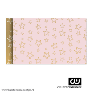 Kadozakje medium 12x19 cm super stars roze/goud/wit