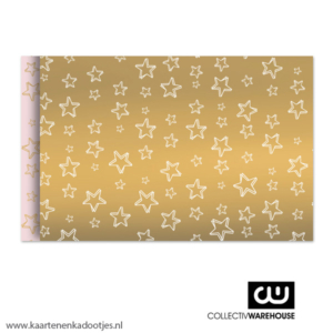 Kadozakje large 17x25 cm super stars goud/wit/roze