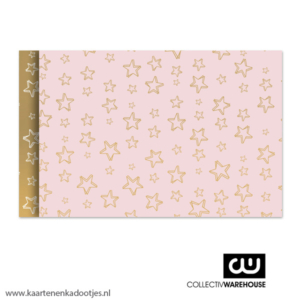 Kadozakje large 17x25 cm super stars roze/goud/wit
