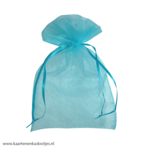 Organza zakje 15x22 cm turquoise