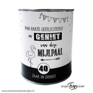Kadoblik 750 ml 40 jaar in dienst geniet van deze mijlpaal flamingo
