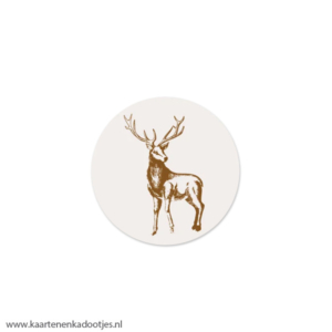 7 Stickers rond 35 mm rendier ecru/bruin