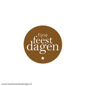 7 Stickers rond 35 mm fijne feestdagen bruin/wit