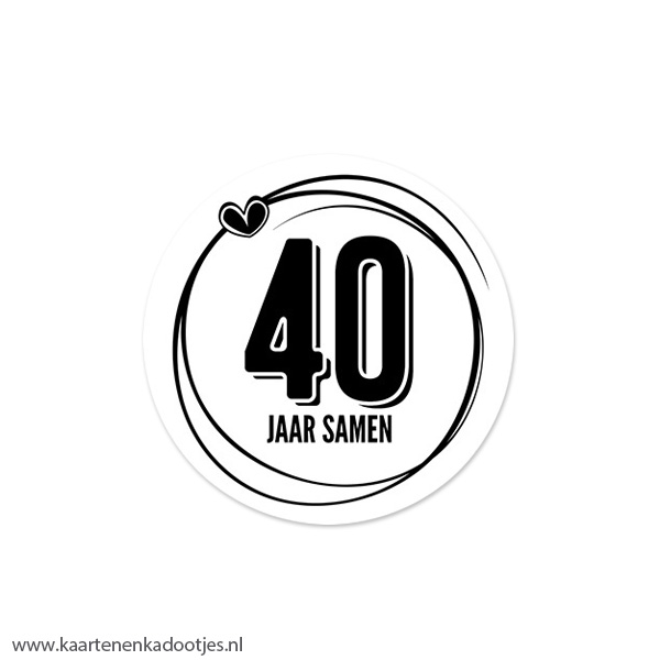 5 Stickers rond 45 mm 40 jaar samen swirl hartje