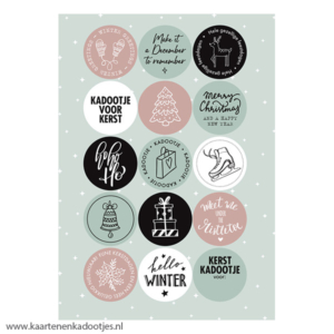 Stickervel A5 Kerst 15 stickers pastel/zwart/wit
