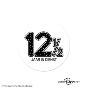 6 Stickers rond 45 mm 12½ jaar in dienst stipjes
