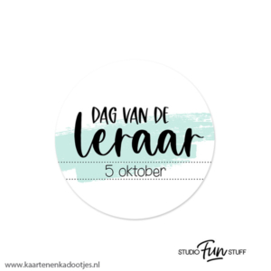 6 Stickers rond 45 mm dag van de leraar 5 oktober