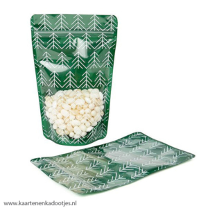 Stazak met venster kerstbomen metallic groen/wit