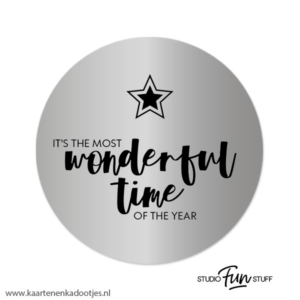 3 Stickers rond 64 mm it's the most wonderful time ster zilverfolie/zwart