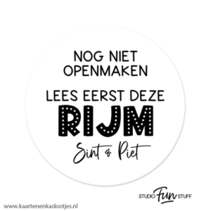 3 Stickers rond 64 mm lees eerst deze rijm wit/zwart