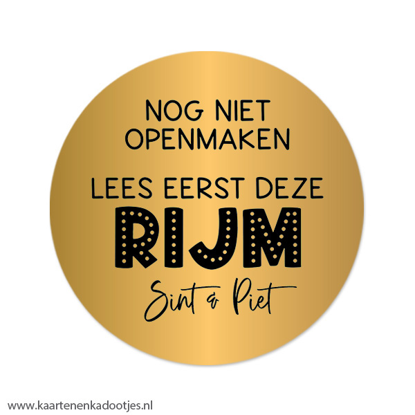3 Stickers rond 64 mm lees eerst deze rijm goudfolie/zwart
