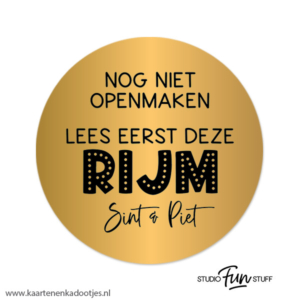 3 Stickers rond 64 mm lees eerst deze rijm goudfolie/zwart