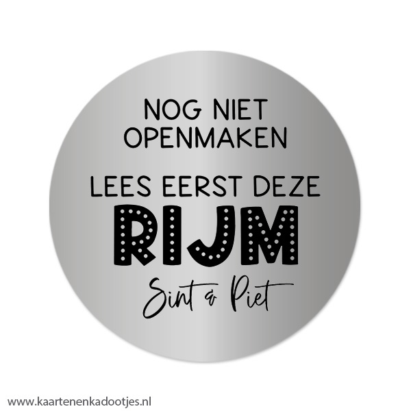 3 Stickers rond 64 mm lees eerst deze rijm zilverfolie/zwart