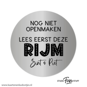 3 Stickers rond 64 mm lees eerst deze rijm zilverfolie/zwart